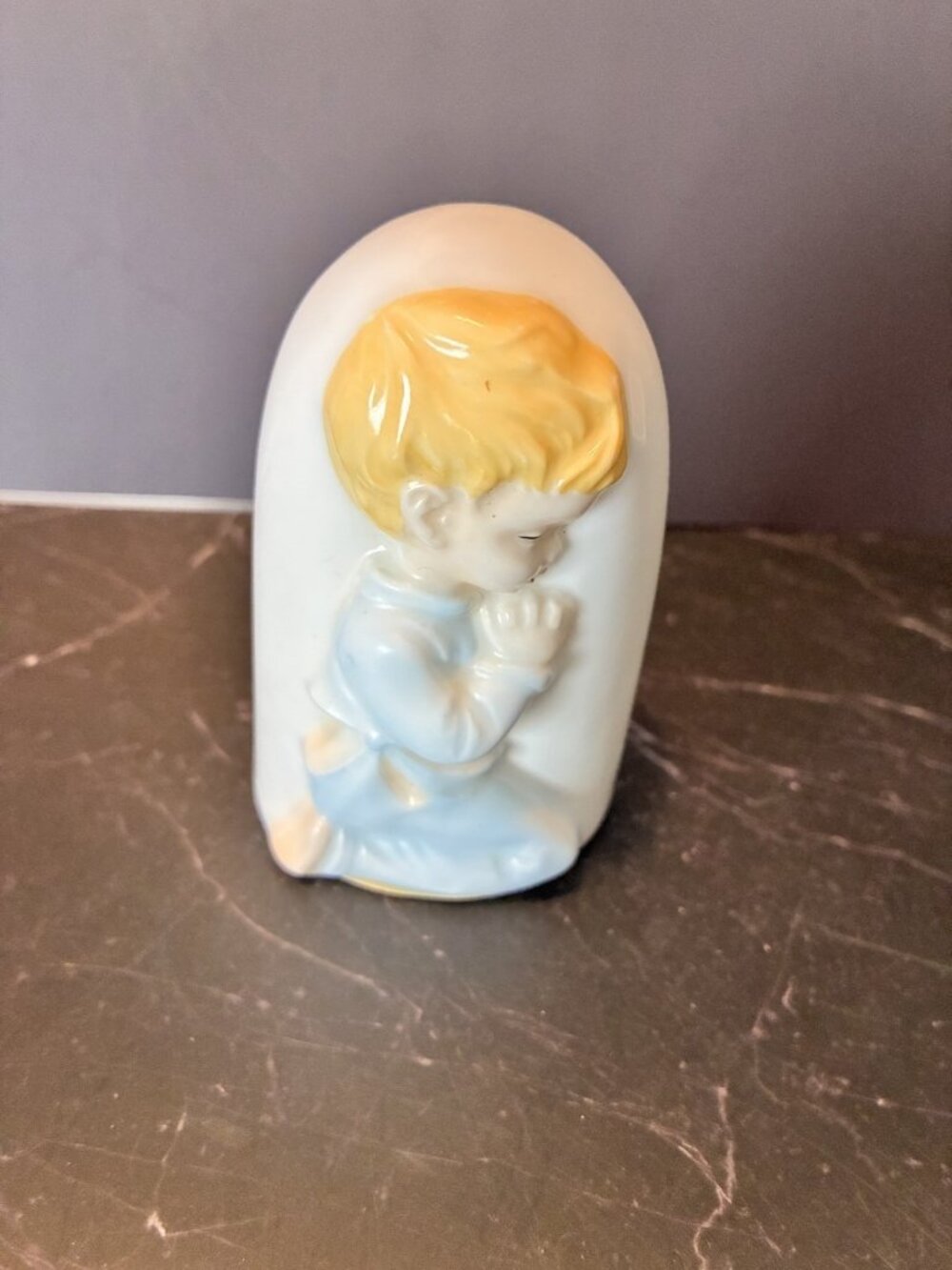 Vintage Praying Child Boy Night Light Cover Shade Figurine Ceramic Religious